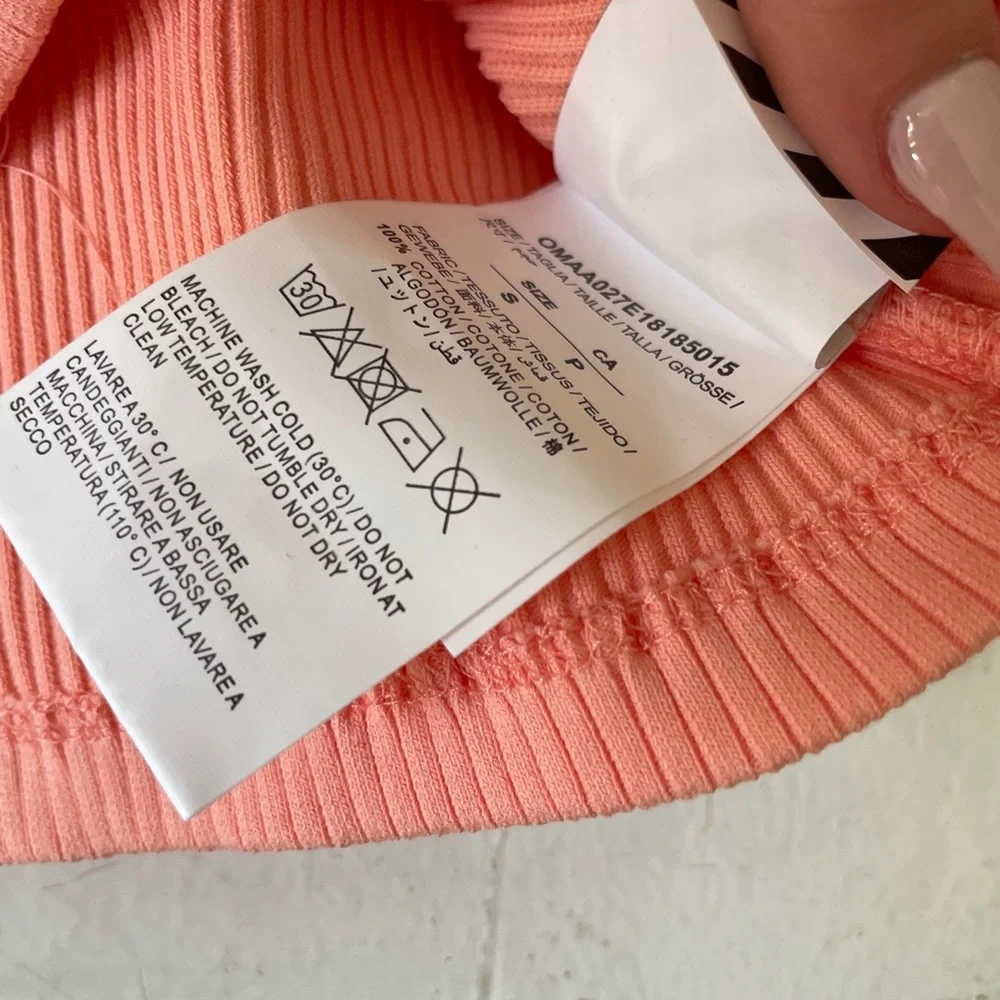 Off-White Ribbed Racerback Crop Top - Picture 4 of 7